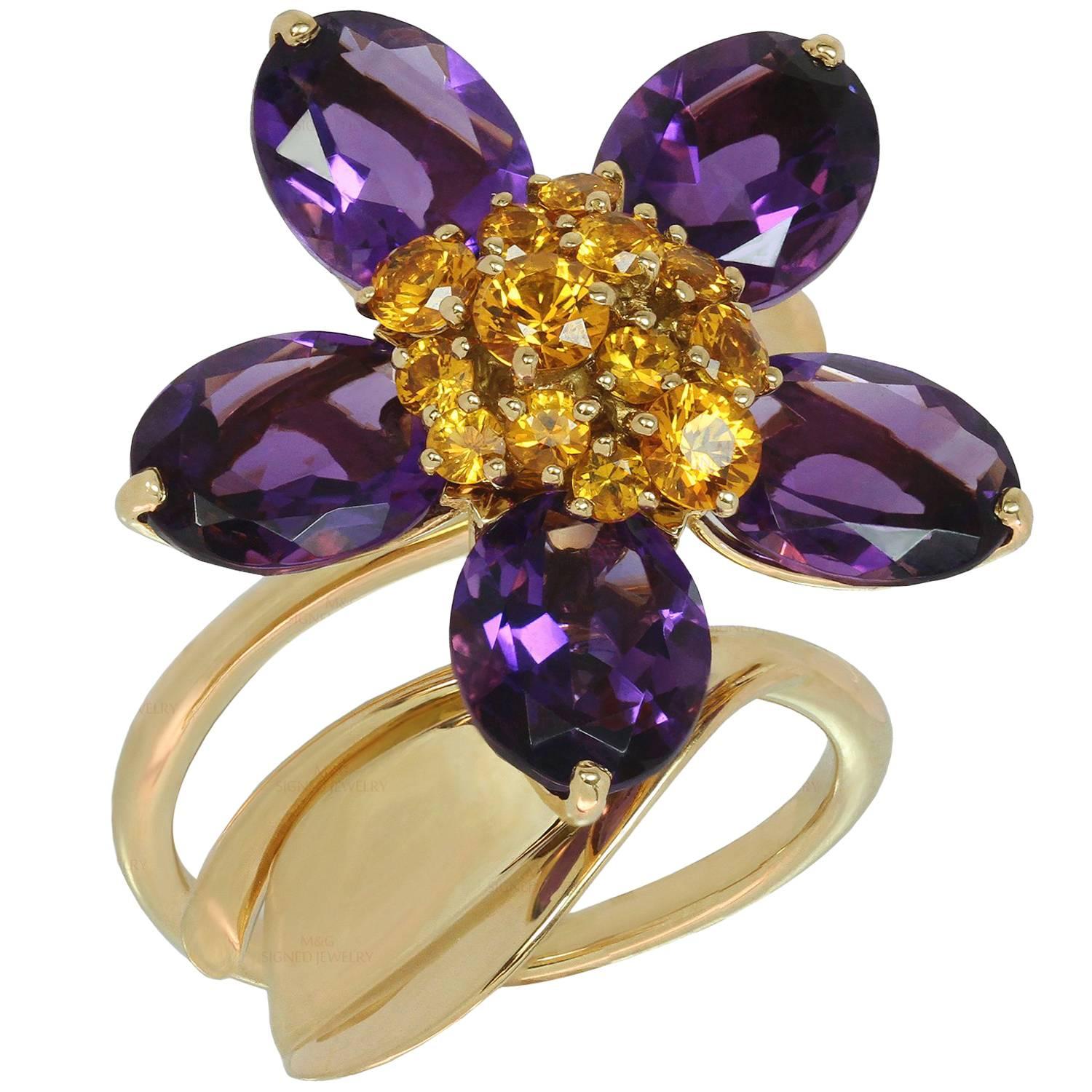 Van Cleef & Arpels Hawaii Amethyst Orange Sapphire Yellow Gold Ring