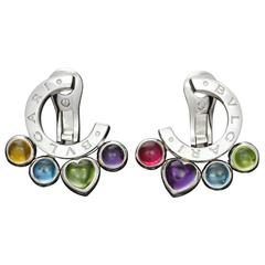 Bulgari Allegra Multicolor Gemstone 18 Karat White Gold Earrings 8