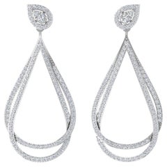 Pendientes colgantes de diamantes reales de 1,80 quilates, claridad SI y color HI, oro blanco de 14 quilates