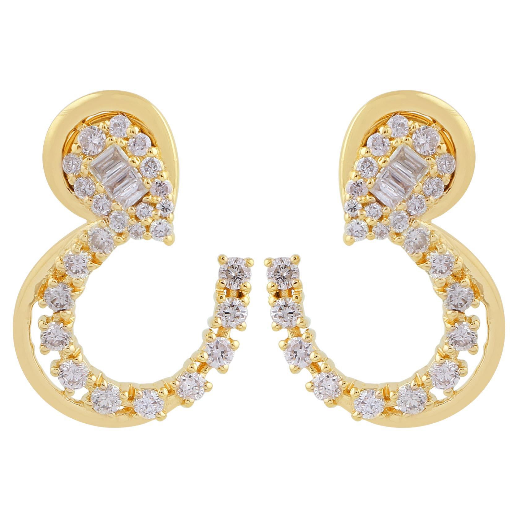 1.25 Carat SI Clarity HI Color Baguette Diamond Earrings 14 Karat Yellow Gold