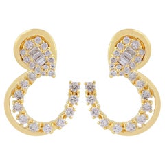 Orecchini con diamante baguette da 1,25 carati SI Clarity HI Color Oro giallo 14 carati