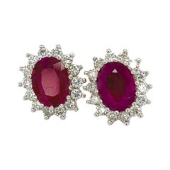 Natürliche Rubin-Diamant-Ohrringe 14k Gold 4,04 TCW zertifiziert