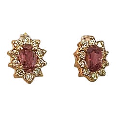 Natural Sapphire Diamond Stud Earrings 14k W Gold 0.90 TCW Certified