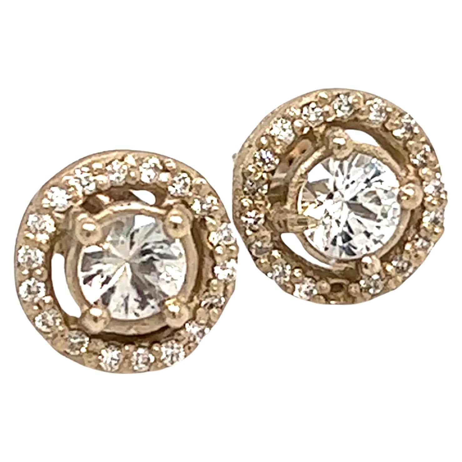 Natural Sapphire Diamond Stud Earrings 14k W Gold 0.83 TCW Certified