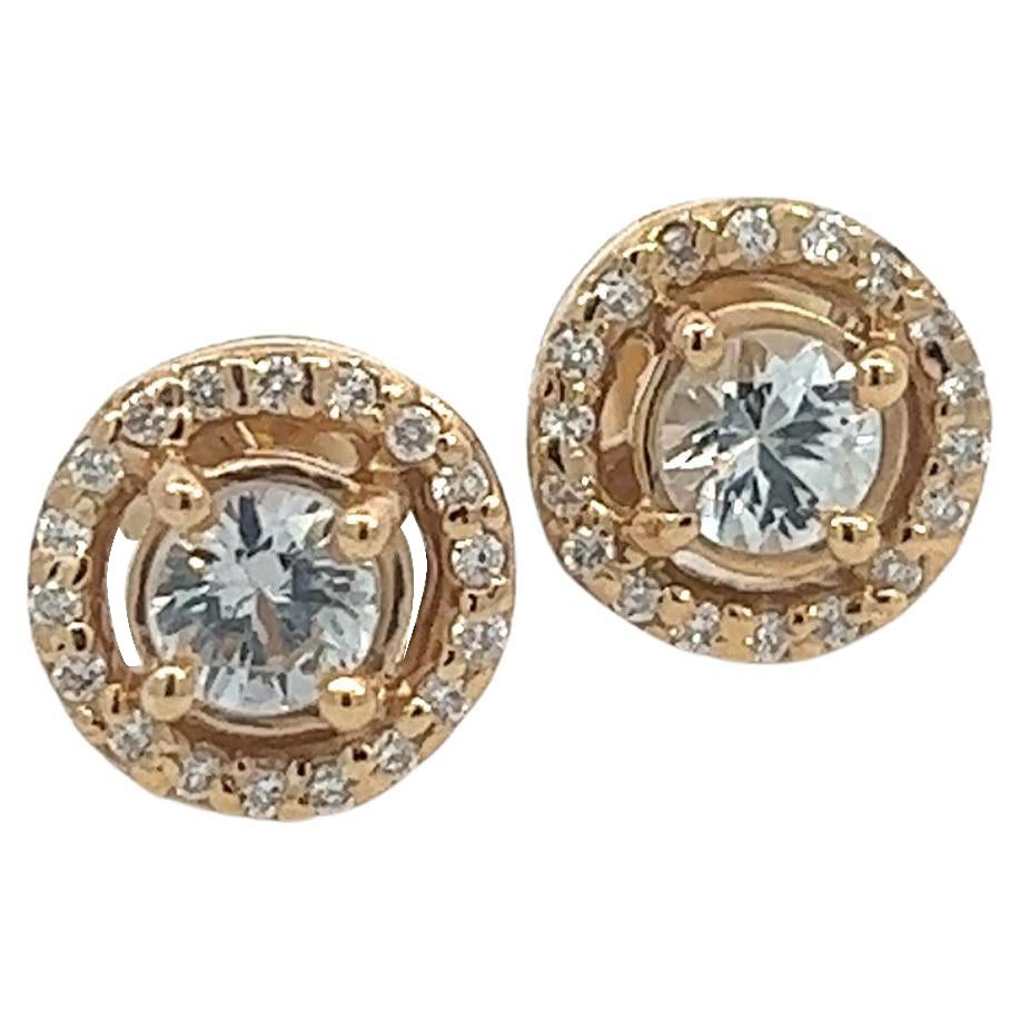 Orecchini con zaffiro bianco naturale e diamante in oro giallo 14k 0,97 TCW certificati