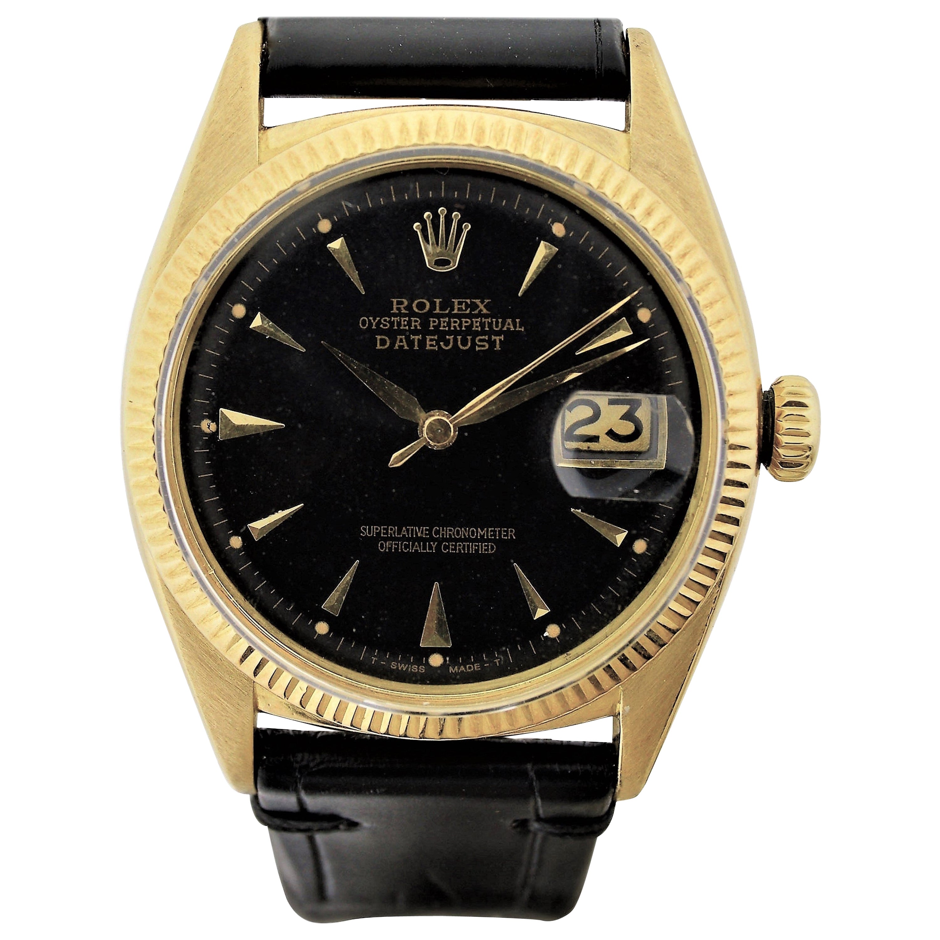 Rolex 18Kt Yellow Gold Early Datejust Watch, circa 1950 For Sale