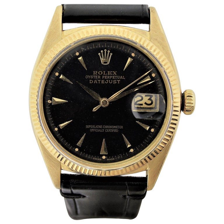 Rolex 18Kt Yellow Gold Early Datejust Watch, circa 1950 For Sale at 1stDibs  | rolex datejust 1950, 1950s rolex datejust, rolex datejust 6605