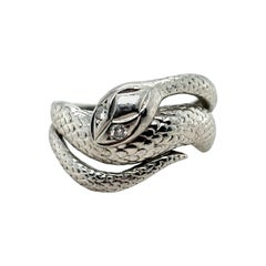 Vintage Diamond Platinum Snake Ring, Circa 1970