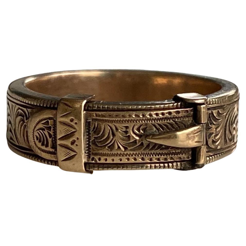 Hebilla Victoriana 14K Anillo Conmemorativo Grabado