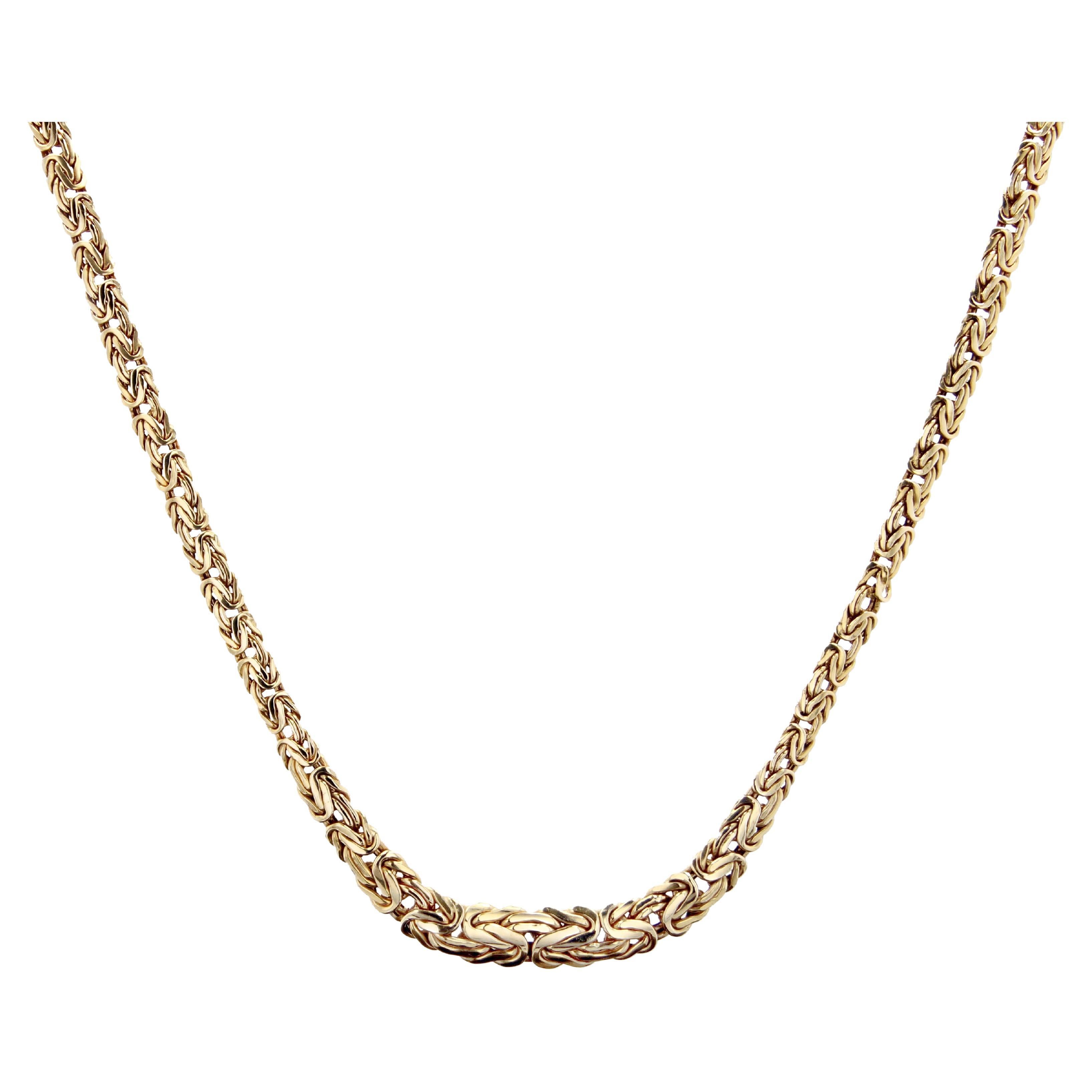 French Modern 18 Karat Yellow Gold Interlaced Flat Mesh Necklace