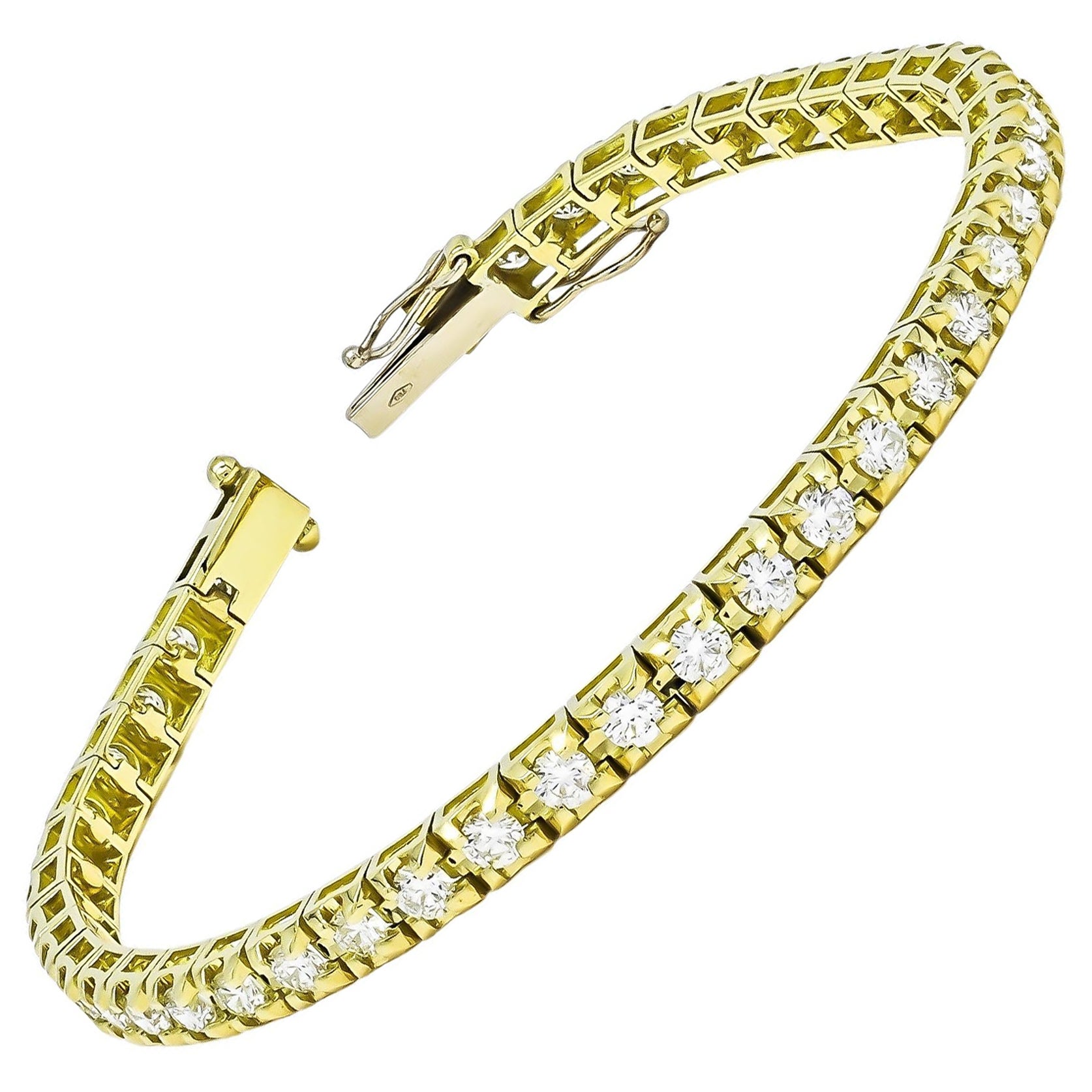 Diamanti naturali 2,82 carati in oro giallo 18KT Bracciale da tennis a quattro punte