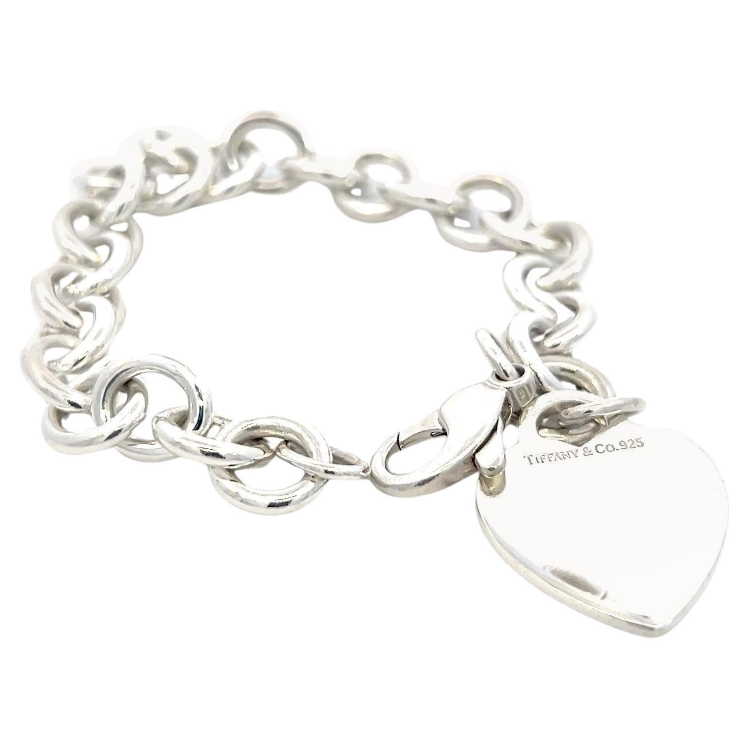 Tiffany & Co Estate Heart Charm Bracelet 7.5" Sterling Silver 34.9g