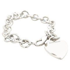 Tiffany & Co Nachlass-Herz-Charm-Armband 7,5" Sterlingsilber 34,9g