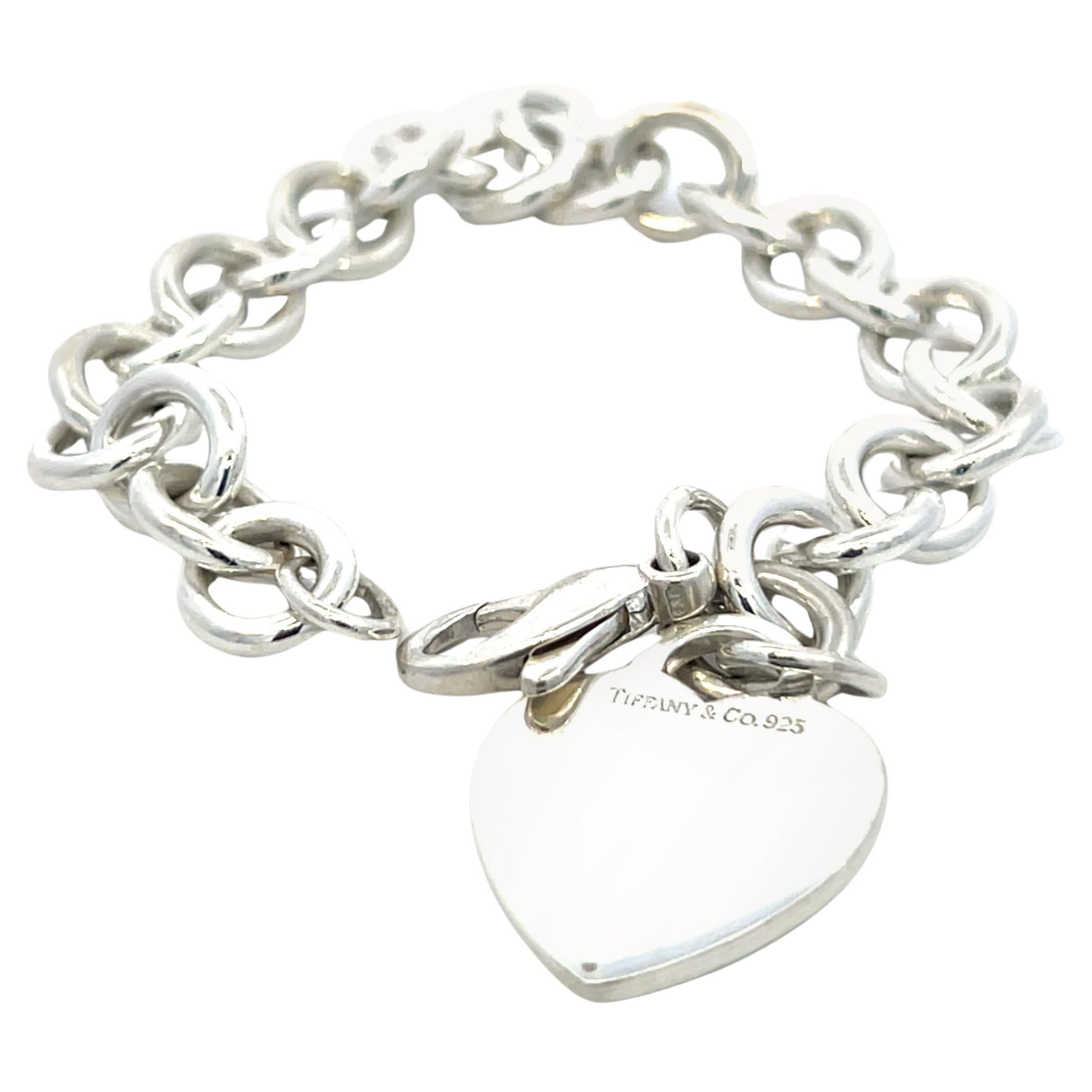 Tiffany & Co Estate Heart Charm Bracelet 7.5" Sterling Silver 35.7g