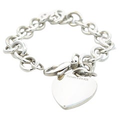 Tiffany & Co Nachlass-Herz-Charm-Armband 7,5" Sterlingsilber 35,7g