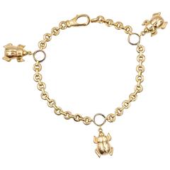 Cartier Three Beetle Gold Charm Bracelet 1