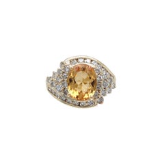 14K Yellow Gold  2.95 carat Precious Topaz and Diamond Ring size 7.75