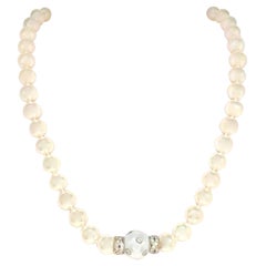 Diamond South Sea Akoya Pearl Necklace 14k White Gold Certified