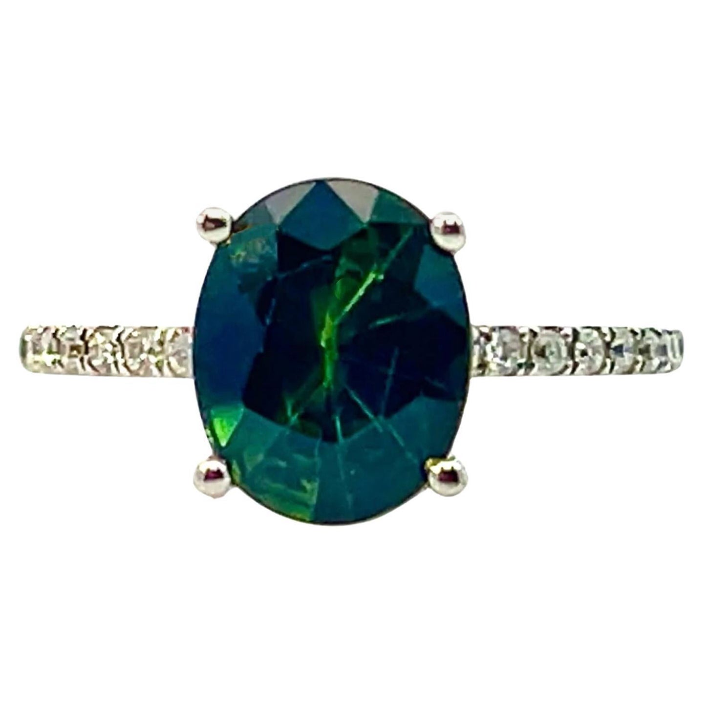 Sapphire Diamond Ring 14k White Gold 2.8 TCW Certified
