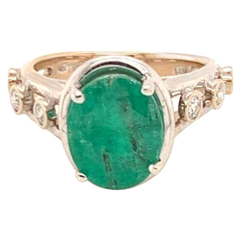 Emerald Diamond Statement Ring 4.05 TCW 14k White Gold Women Certified For Sale