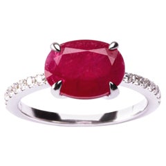 Alex Jona Solitär-Ring aus Weißgold mit Rubin und weißem Diamant