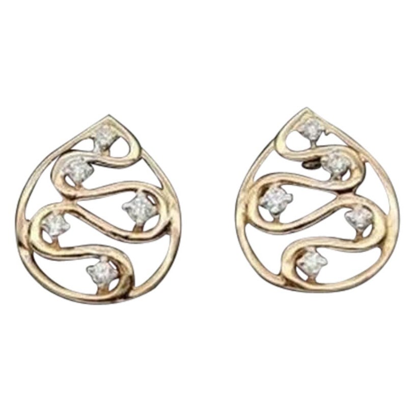 14k Massivgold Natürlicher Diamant-Ohrstecker