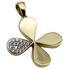 14K Gold Lucky Four-Leaf Clover Charm with Pave Diamonds