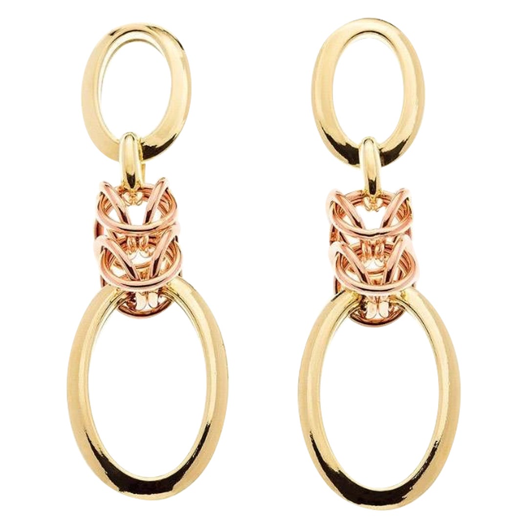 Orecchini romantici a catena in oro rosa 18 carati in vendita