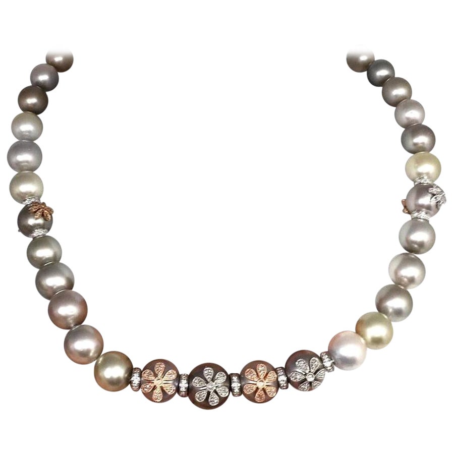 Diamond South Sea Pearl Necklace Certified