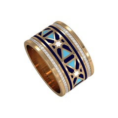 SOHNAA 18kt Gold Diamond Enamel Miraas Emira Double Line Diamond Ring