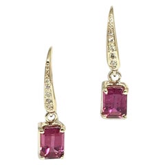 Diamond Rubellite Tourmaline Earrings 14k Gold 2.05 Tcw Certified