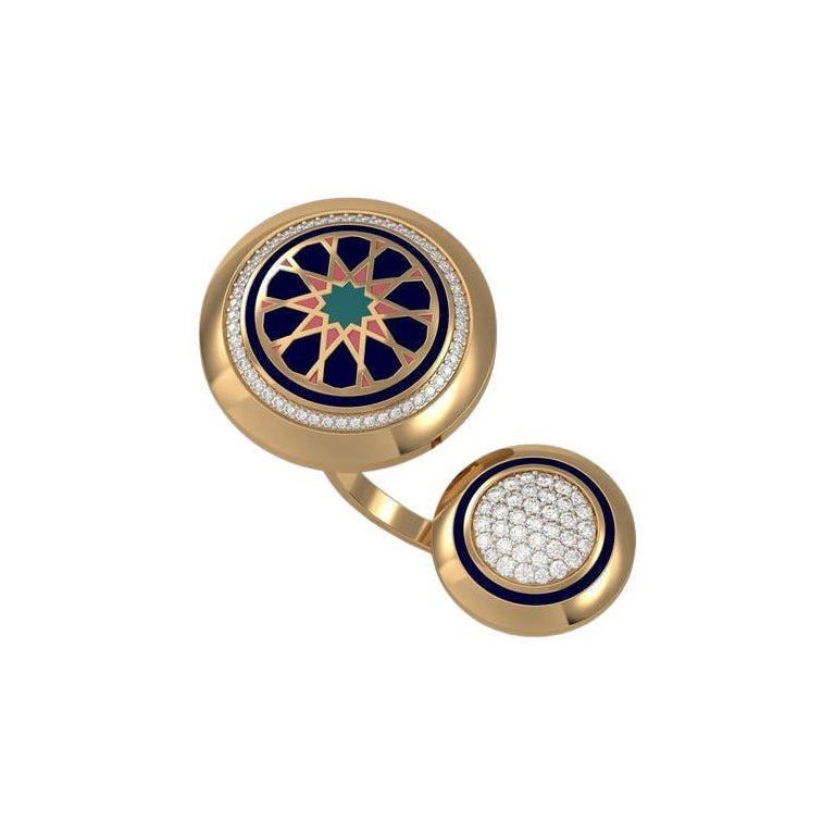 SOHNAA 18kt Gold Diamond Enamel Miraas Omaira Round Double Ring Medium