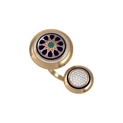 SOHNAA 18kt Gold Diamant-Emaille Miraas Omaira Runder Doppelring Medium