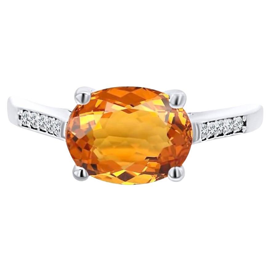 Natural Orange Sapphire Diamond Ring 6.75 14k W Gold 2.6 TCW Certified