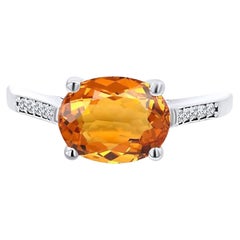 Natürlicher orangefarbener Saphir Diamantring 6,75 14k W Gold 2,6 TCW zertifiziert