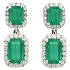 Natural Emerald Diamond Earrings 14k Gold 3.48 TCW Certified