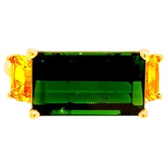 Bague en or 14 Y avec tourmaline naturelle certifiée TCW 7,03 carats