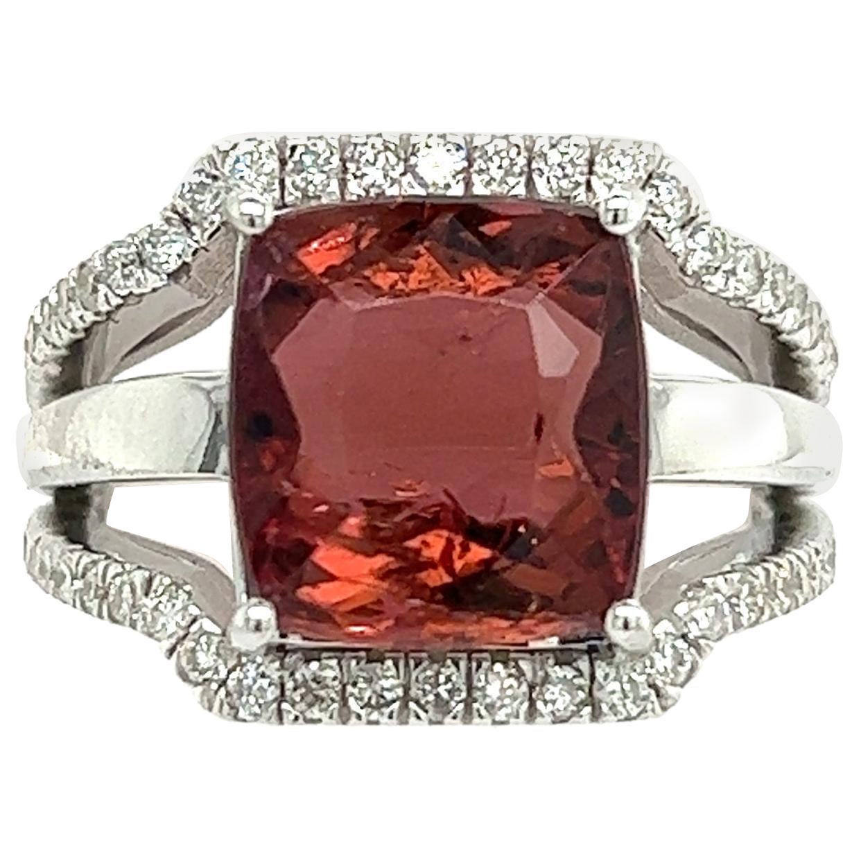 Natural Tourmaline Diamond Ring 6.5 14k White Gold 5.89 TCW Certified