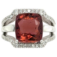 Natural Tourmaline Diamond Ring 6.5 14k White Gold 5.89 TCW Certified