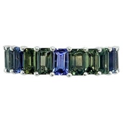 Anello con zaffiro naturale multicolore in oro 14k W 5,76 TCW certificati