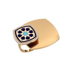 SOHNAA 18kt Gold Diamant-Emaille-Ring Miraas Gulsen mit Kissenschliff