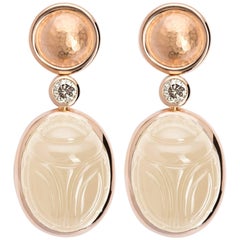 Colleen B. Rosenblat Moonstone Brilliant Cut Diamond Rose Gold Earrings