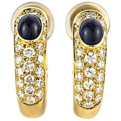 Cartier Diamond and Sapphire Hoop Earrings