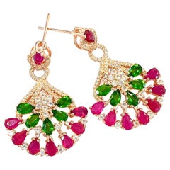 Pendientes de araña Bochic "Flamenco" de rubí y multigemas Oro y plata de 18 quilates