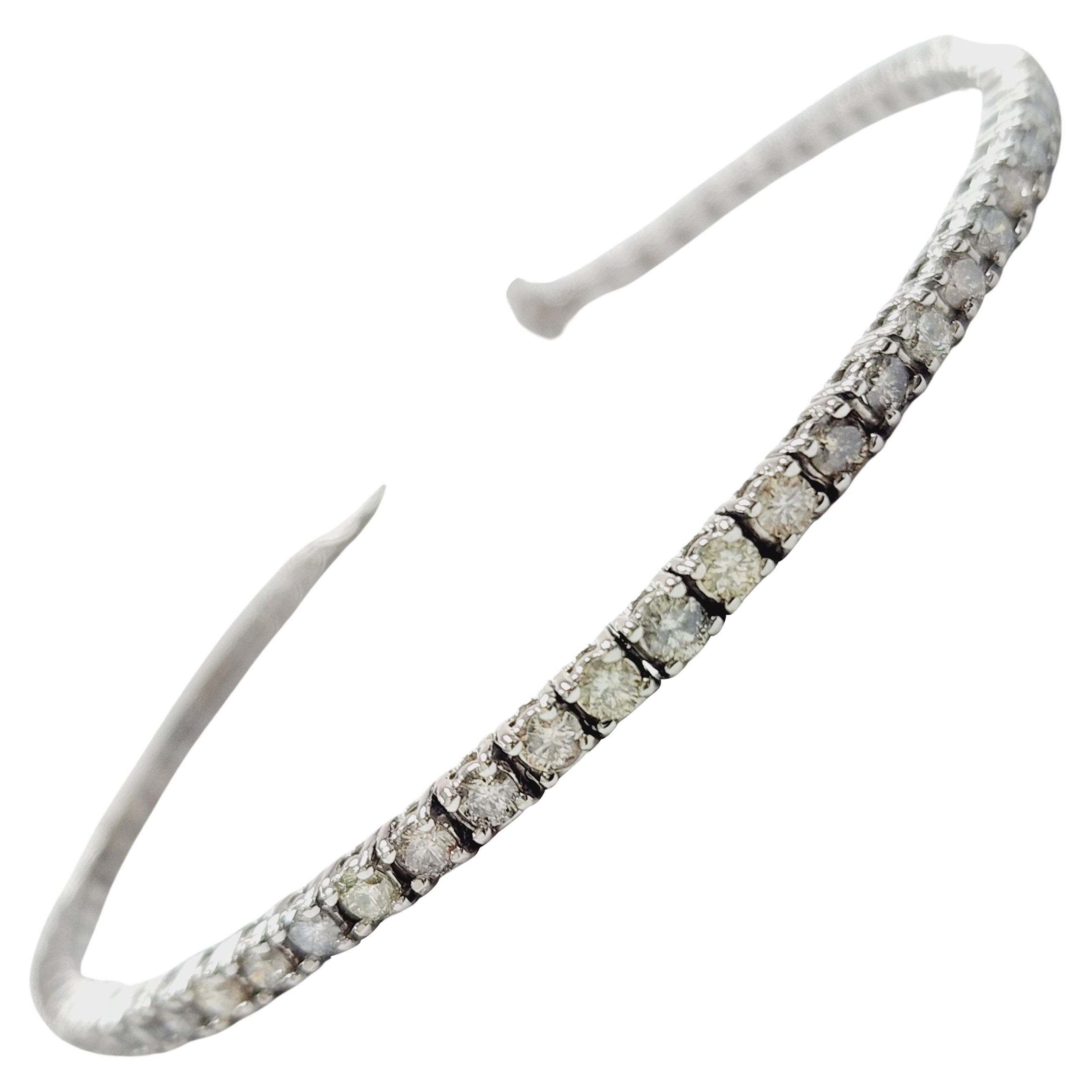 3 Karat natürliches Diamant-Tennisarmband aus 14 Karat Weißgold