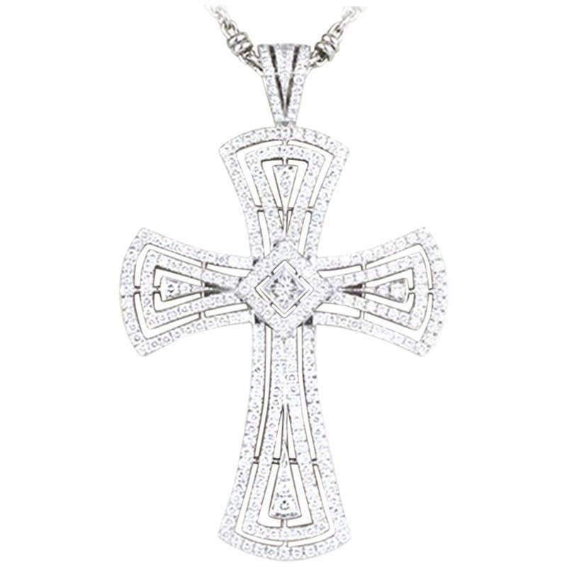 Fully Loaded Diamond Cross Pendant with 236 Diamonds 3.00 Carat