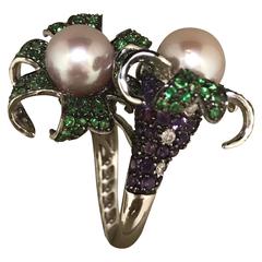 You and Me Ring, Cultured Pearl, Emerald, Amethyst, Diamonds, Ruby 12