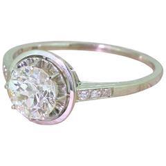 1.68 Carat Old Cut Diamond Gold Engagement Ring circa 1940