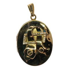Antique Pearl Pendant Locket Oval 14K Gold
