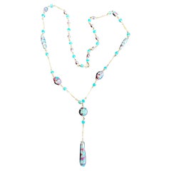 Venetian Lampwork Wedding Cake Art Glass Necklace 32 Inches Antique Art Deco